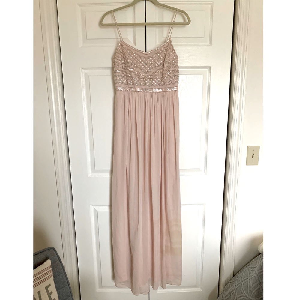 Adrianna Papell Sleevless Bead Bodice Chiffon Gown